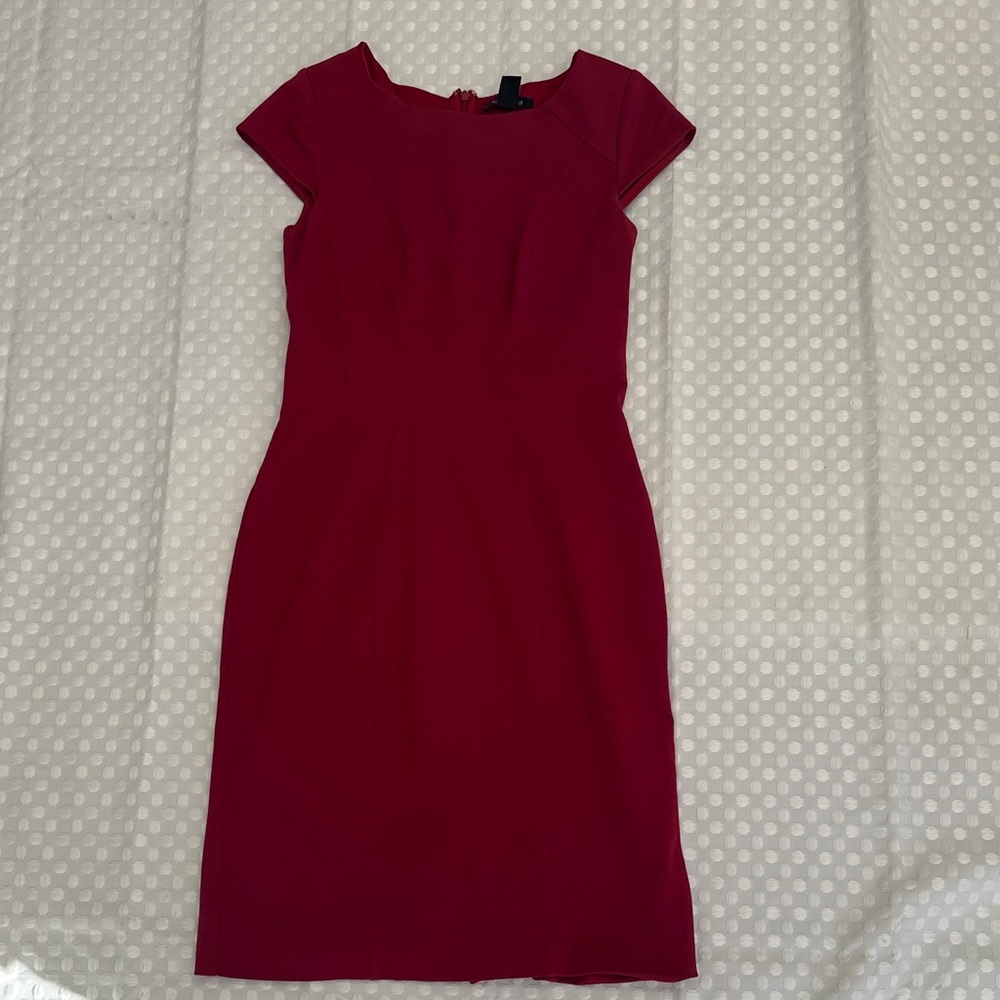 Classic Fitted Midi Dress in Deep Red